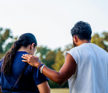Two people having a deep conversation.