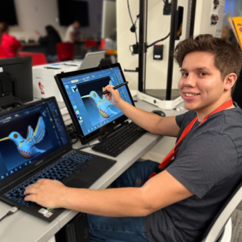 Student working on a computer.