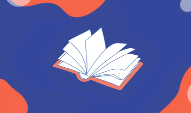 Opened book. Colorful background.