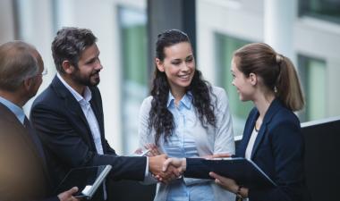 Business people having a discussion.