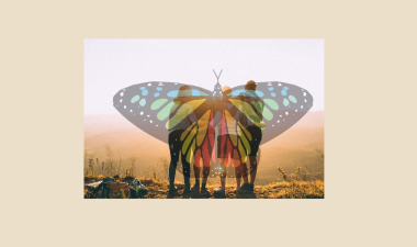 Image of friends and butterfly.