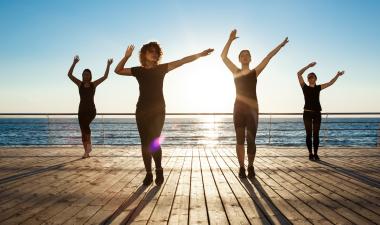 Women doing Zumba.