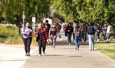 Students walking on campus