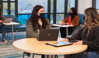 Student studying in the library.