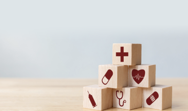 wooden blocks with nursing icons