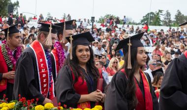 Graduating students at commencement ceremony