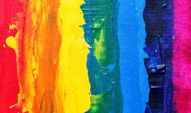 Paint arranged in a rainbow