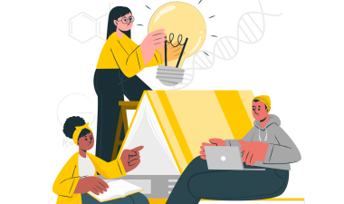 illustrated students doing research