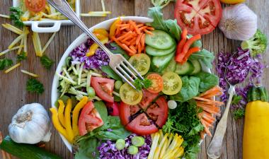 bowl of vegetables and a fork