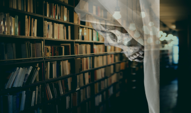 ghost skull in library