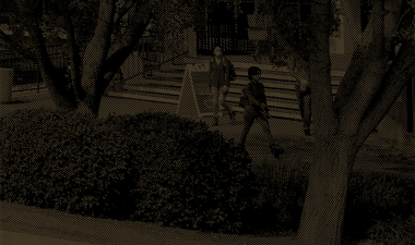 campus photo with color overlay