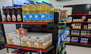 Food being stored on shelves