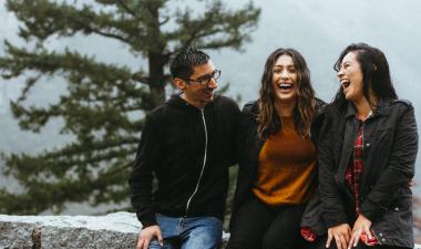 group of people laughing