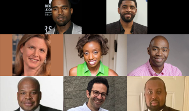 Photos of guest speakers and Kanye West and Kyrie Irving