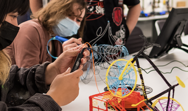 Students interacting in the Warrior Fab Lab