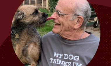 John Amrhein pictured with his dog. 