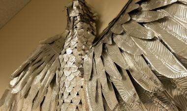 Phoenix piece hung up in Project Rebound office