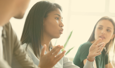 DRS Orientation image, people talking