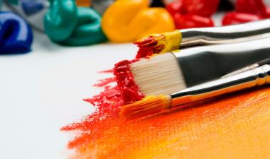 Brushes covered in paint