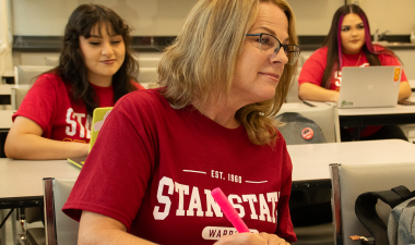Students inside a classroom during instruction.