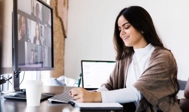 Person attending Zoom meeting
