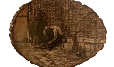 Art by Kat Crossley; Scene of inner-city poverty and homelessness