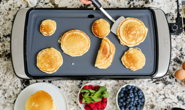 pancakes on a griddle