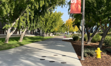 View of the Warrior Walkway at Stan State.