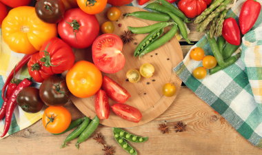 freush fruits and vegetables on a table