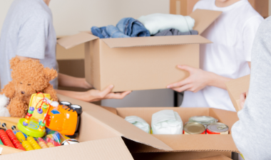 collection boxes for toys, clothes and food.