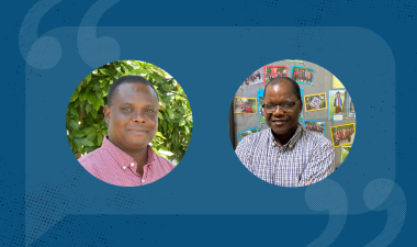 Professor Augustine Avwunudiogba (pictured left) and Professor Abu Mboka (pictured right) on a contemporary blue background.