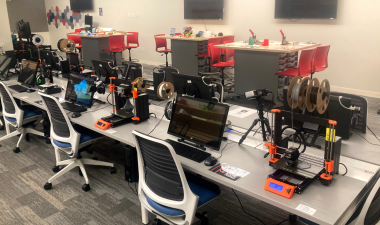 computers and fabrication equipment in the Warrior Fab Lab