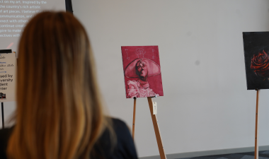 Looking at art.
