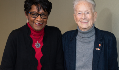 Wanda Bonnell and Donna Pierce pose for a photo together.