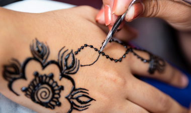 Close up of henna tattoo.