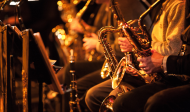 Students playing the saxophone.