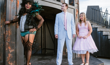 R. Dominic Coleman as Frank-N-Furter, Cheney McGee as Brad and Ava McCullough as Janet from The Rocky Horror Show
