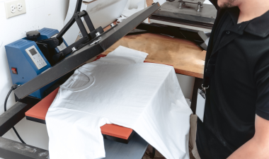 a t-shirt being pressed to add a design to it