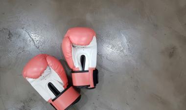 Two pink boxing gloves