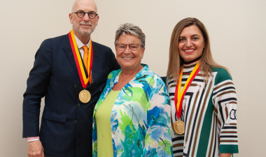Left to right: Jeffrey Lewis, President Sue Borrego and Adrian Howell.