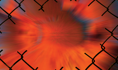 Social Justice graphic with fence and flames