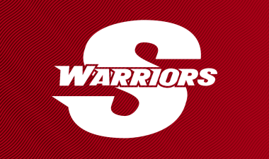 Warriors S on a red background