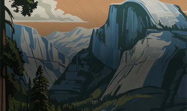 Graphic illustration of Half Dome