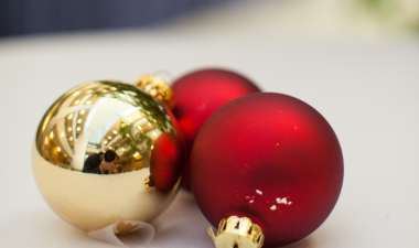 Three Christmas ornaments.