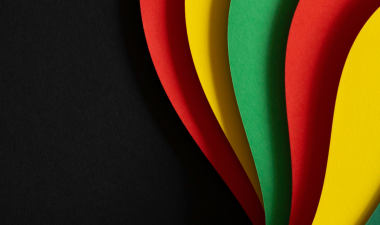 A cluster of red, green and yellow stripes for Black History Month