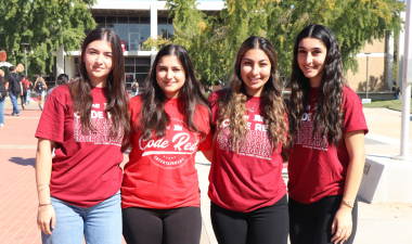 Sutdents wearing red