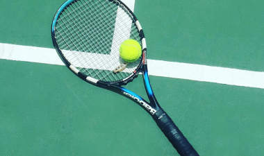 Tennis racket and ball