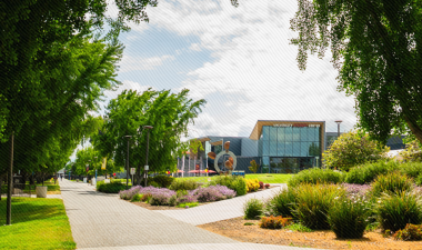 A view of the University Student Center at Stanislaus State
