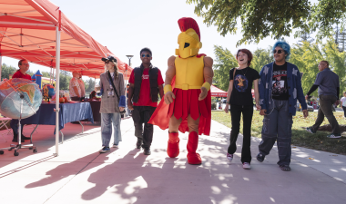 students with Titus at Warrior Expo