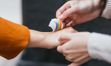 A person getting a temporary tattoo